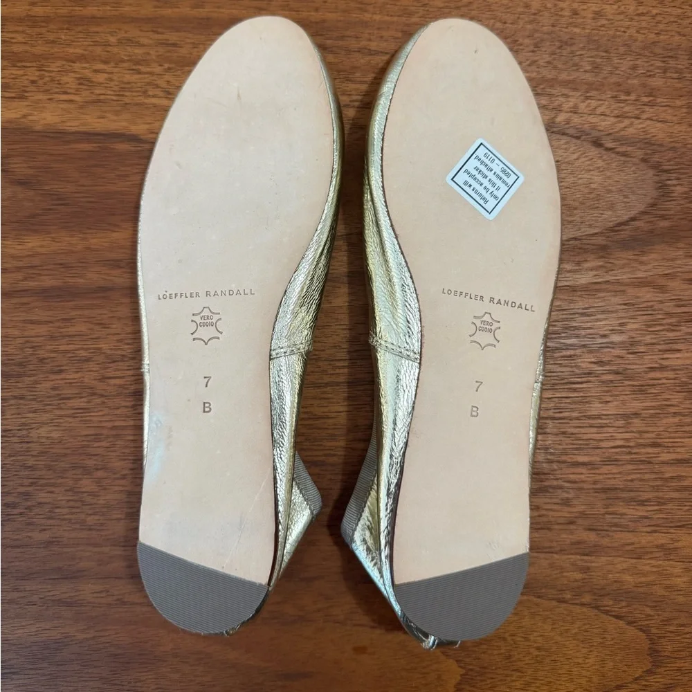 Loeffler Randall Metallic Gold Leather Mary Jane Flats - Picture 3 of 7